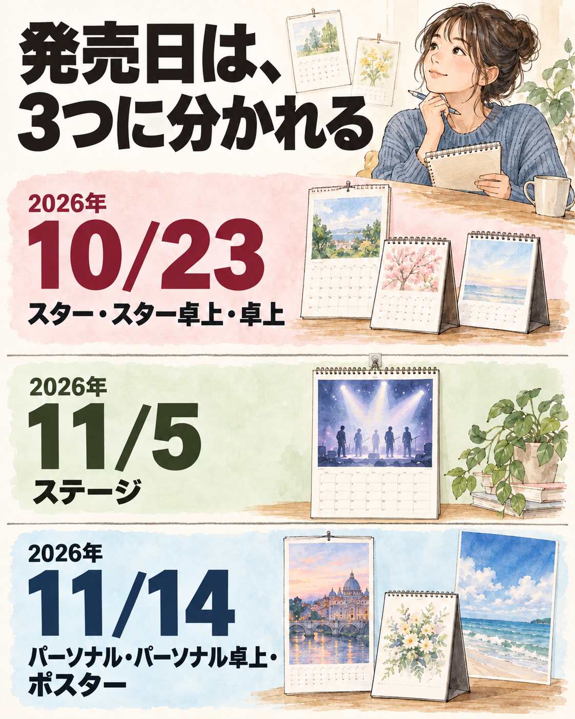 2026年10月23日、11月5日、11月14日に分かれる2027年版の発売日