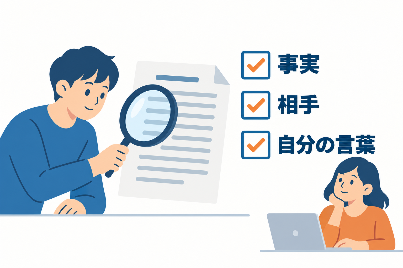 送る前は、内容が事実と合うか、相手との関係に合うか、普段の自分の言葉に近いかを見ます。