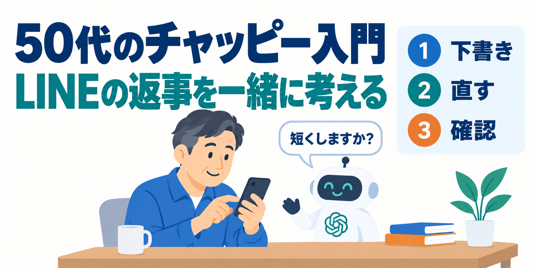 50代のチャッピー入門、LINEの返事を下書き・修正・確認する流れ