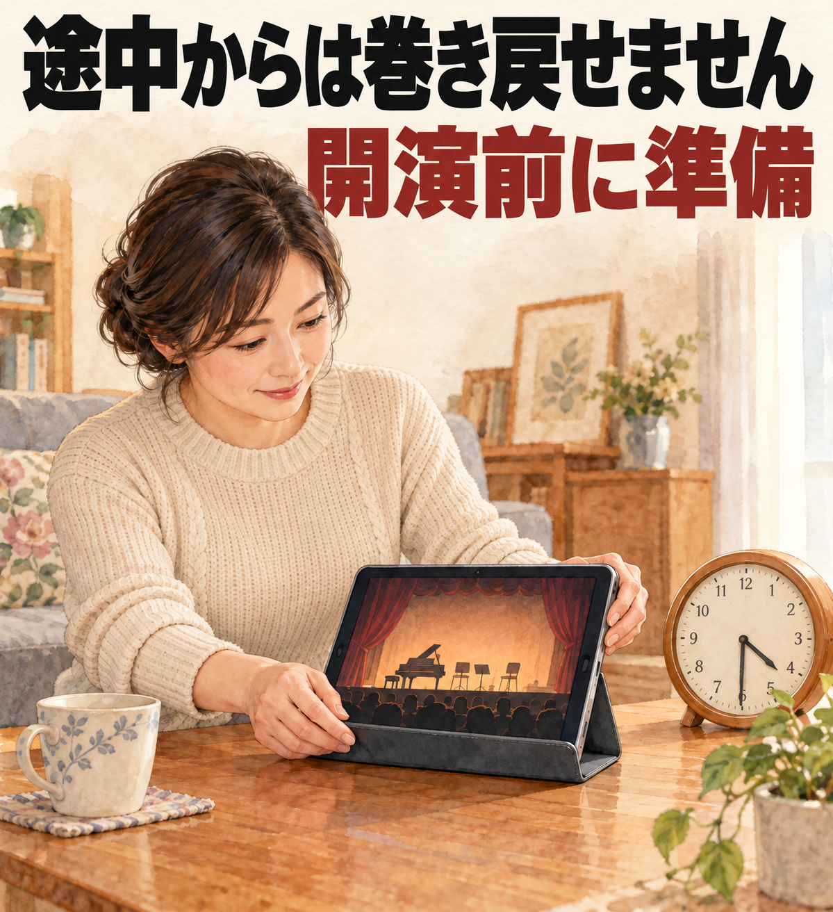 開演前に自宅で配信の準備をするファンのイメージ