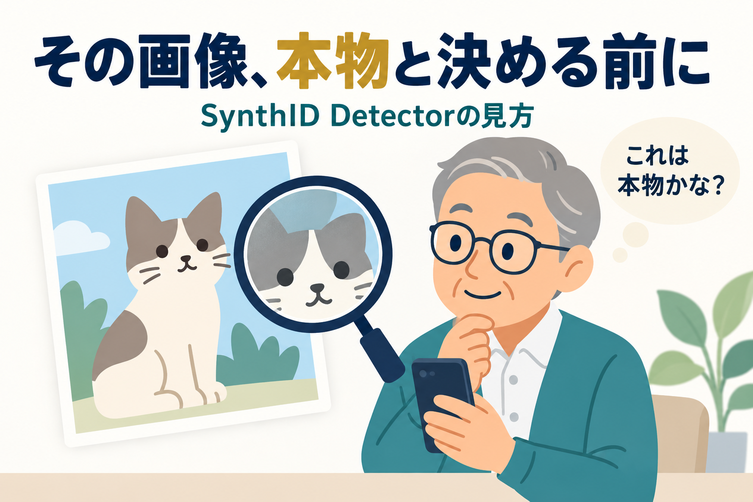 家族から届いた画像をSynthID Detectorで確認する前に判定の意味を考える案内