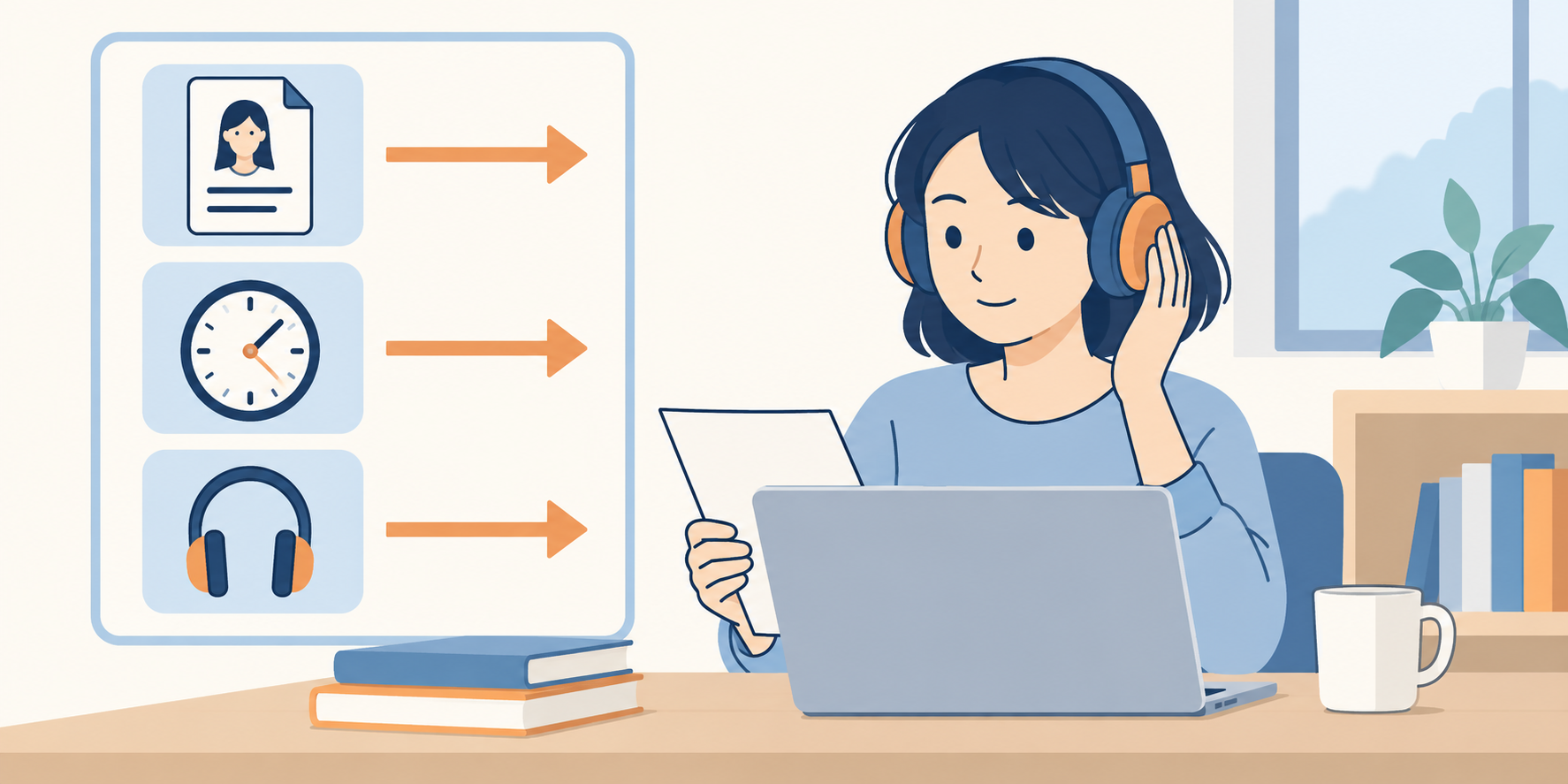 名前の読み、時間や区切り、音声全体の聞き取りやすさを原稿と照合します。